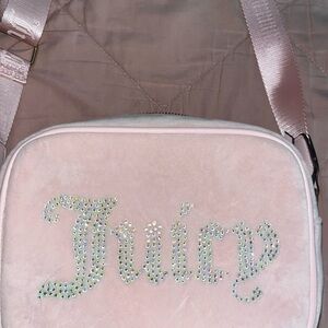 Juicy Couture Pink Velvet Velour Bedazzled Crossbody Bag